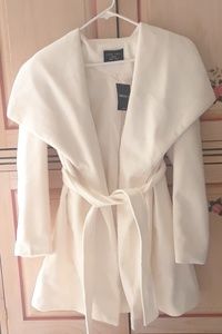 Forever 21 white/cream drape tie coat medium